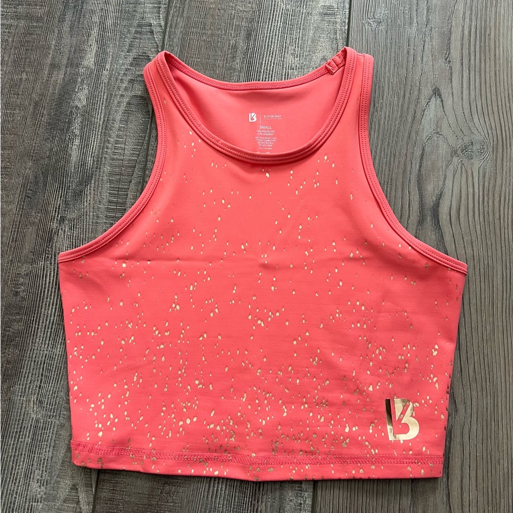 BuffBunny Coral Tank Top with Gold Accents